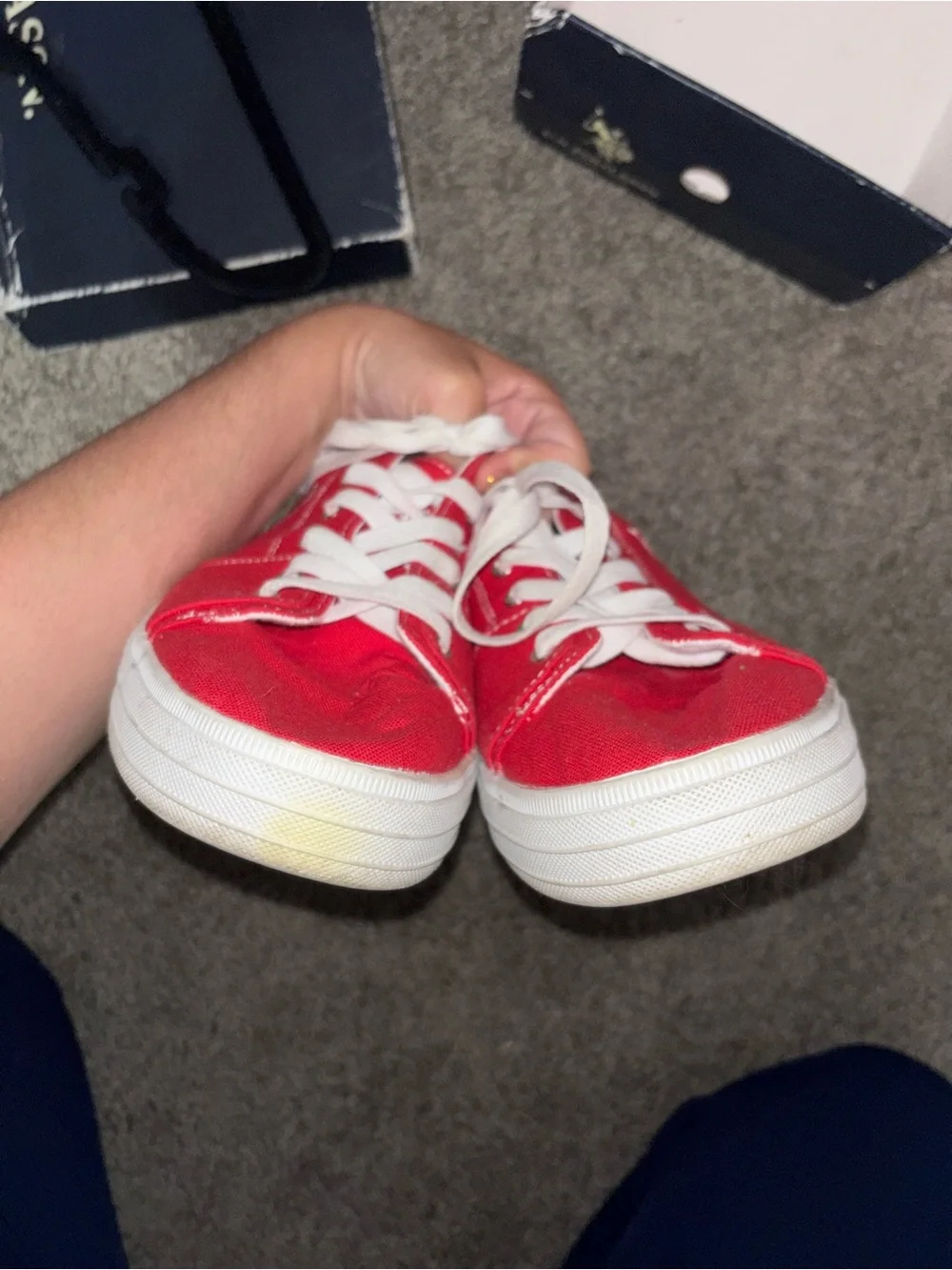U.S. Polo Assn. Women’s Red Canvas Low-Top Sneakers with White Accents